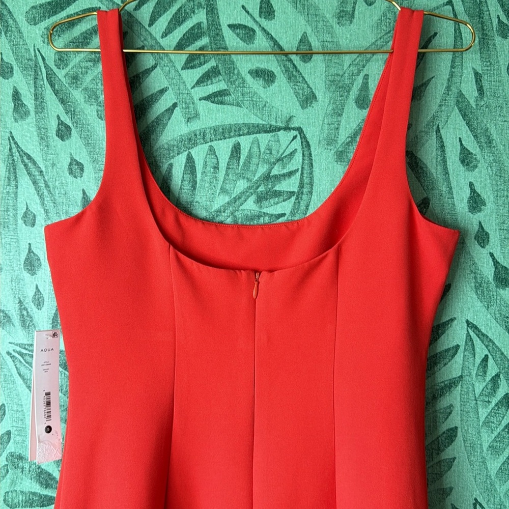 AQUA Red Square-Neck Midi Dress NWT’s sz S - Picture 8 of 11